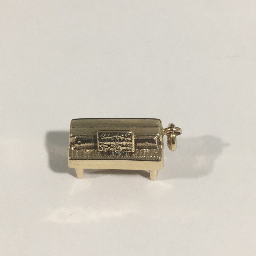 14k Yellow Gold Vintage Piano Charm - Picture 1 of 6
